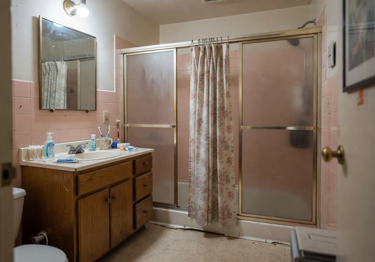 AI bathroom remodel — Bathroom update — before AI redesign