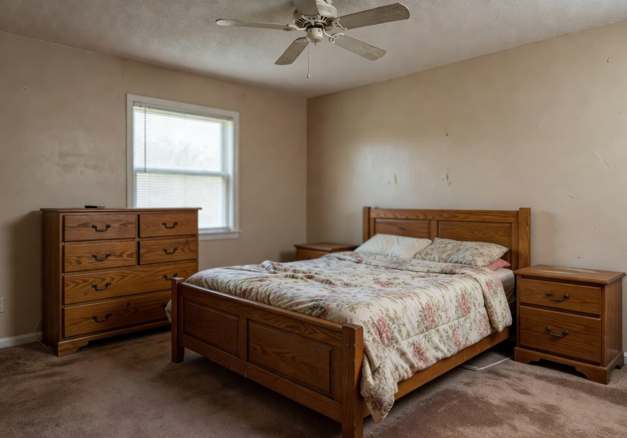 AI bedroom design — Bedroom redesign — before AI redesign
