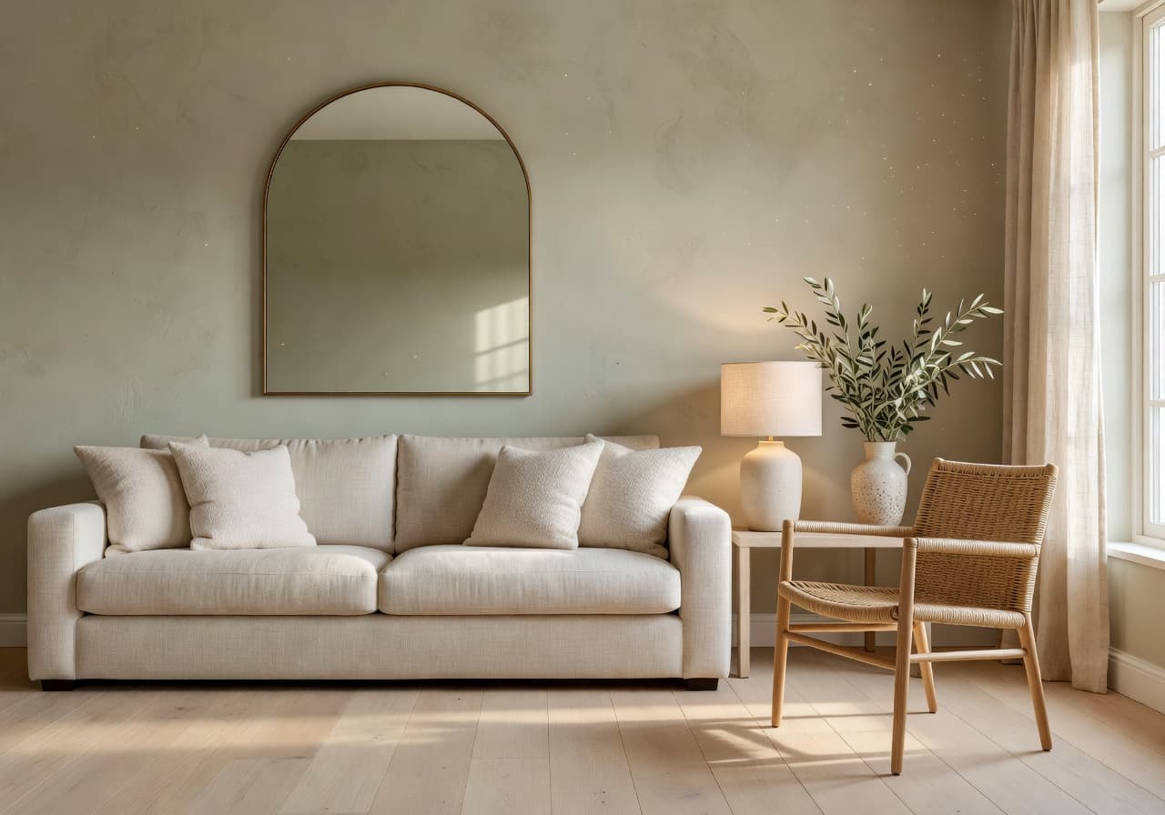 Living room redesigned with the DecorAI AI interior design app — after AI redesign with DecorAI