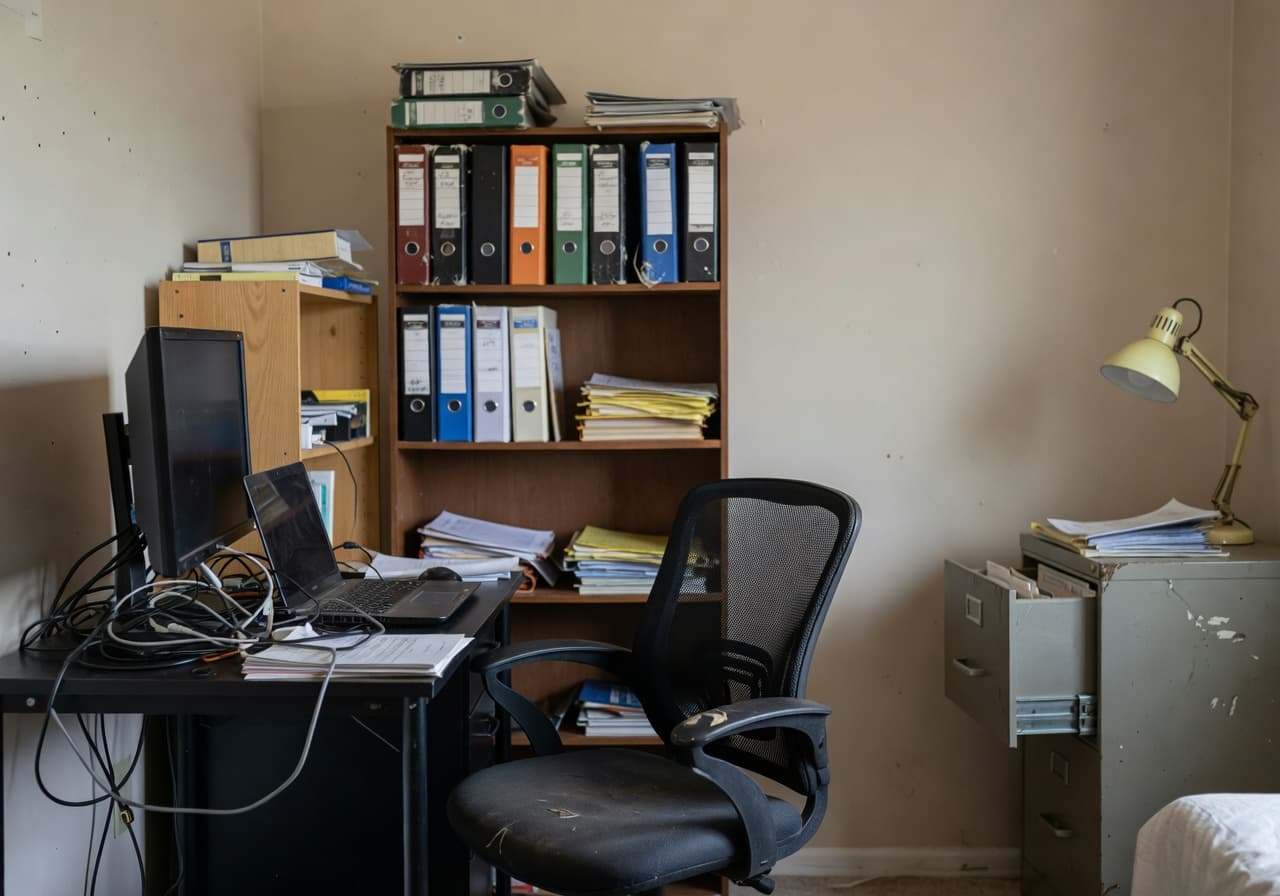 AI home office design — AI home office redesign — before AI redesign